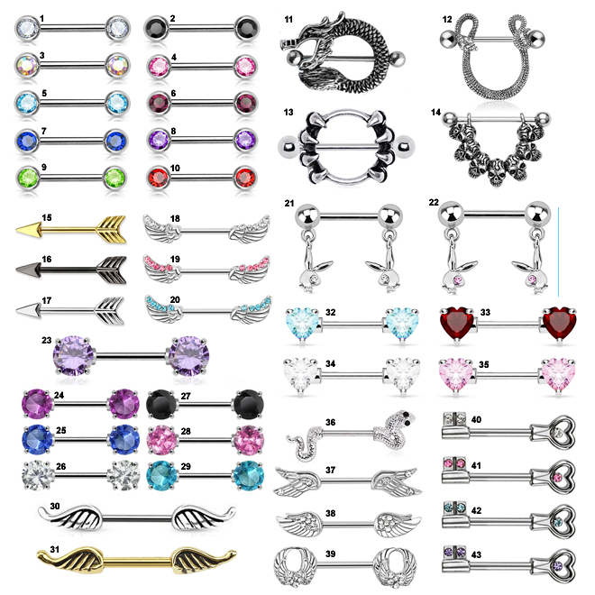 Nipple Bar Piercings made from Surgical Steel